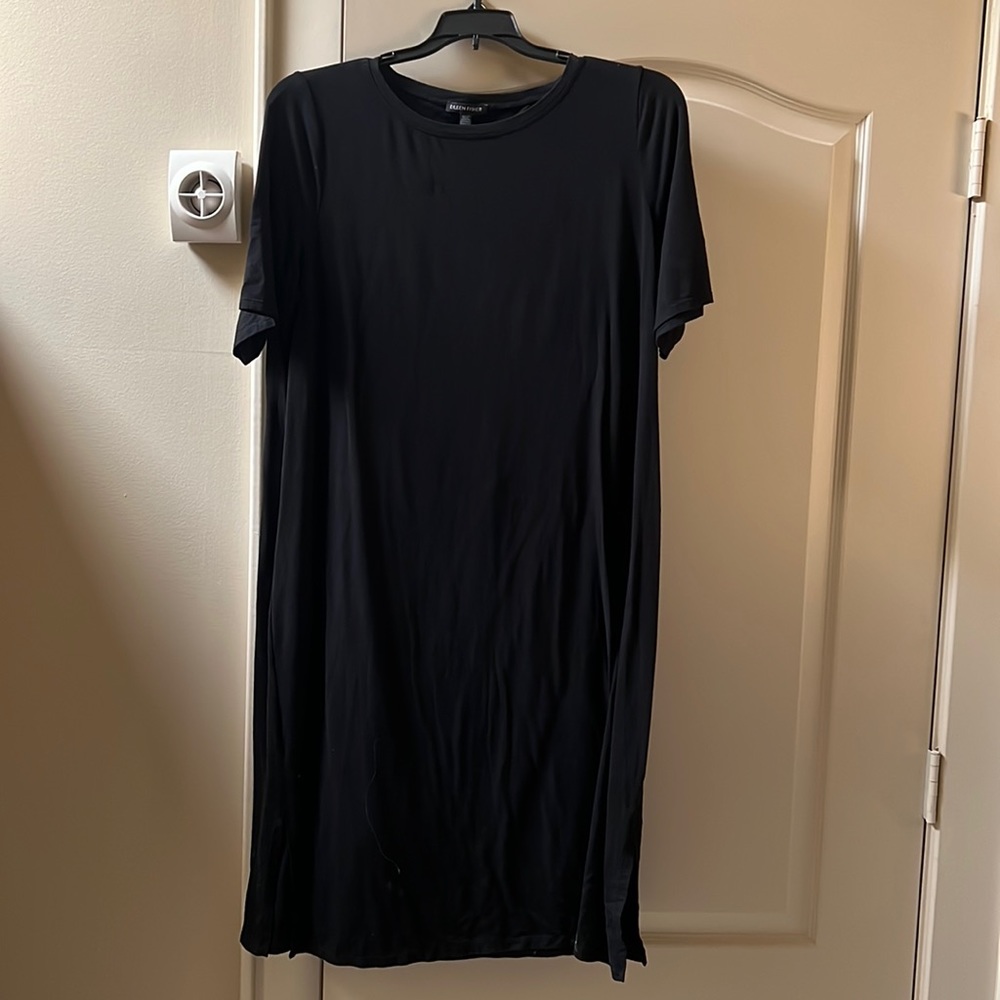 Black Eileen Fisher midi Tshirt dress XL